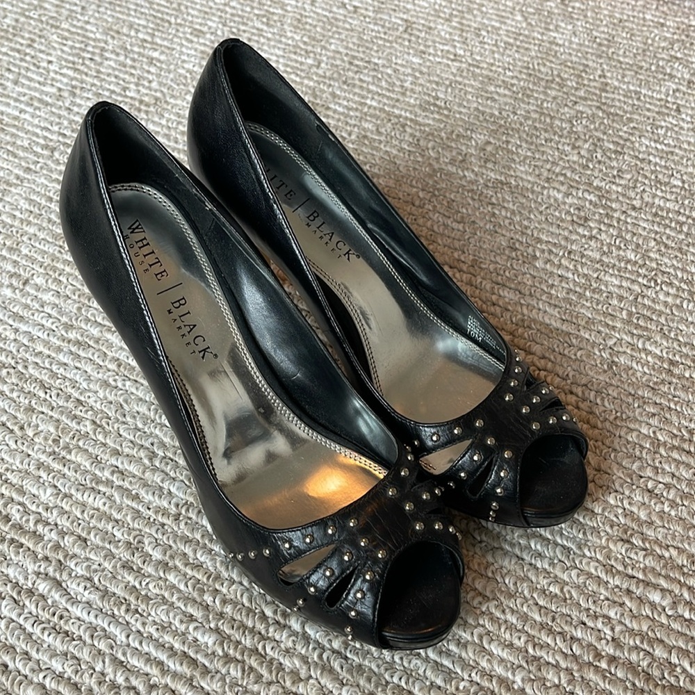 White House Black Market black pumps with silver studs